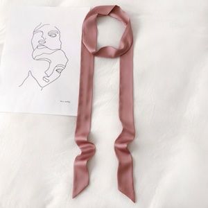 Pearl Blush Satin Skinny Scarf & Sashe